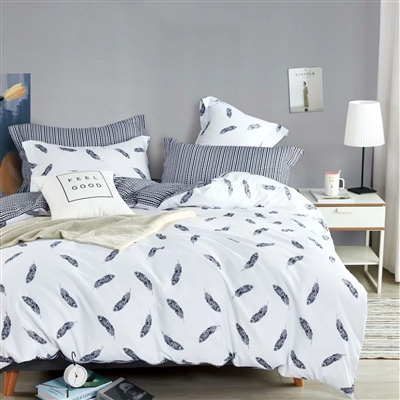 Fleur White Feather 100% Cotton Reversible Comforter Set