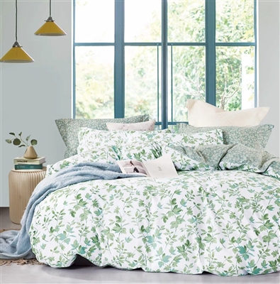 Brooklyn Green Leaves 100% Cotton Reversible Comforter Set