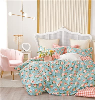 Rose print bed set