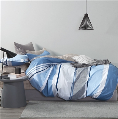 Mayvon Striped 100% Cotton Comforter Set Blue