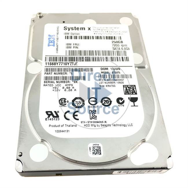 00AD030 IBM - 250GB 7.2K SATA 6.0Gbps 2.5" Cache Hard Drive