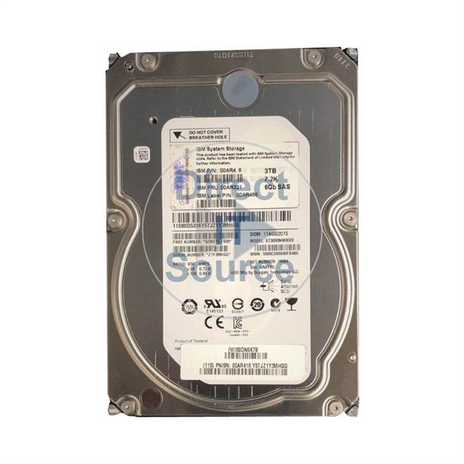 00AR486 IBM - 3TB 7.2K SAS 3.5" Cache Hard Drive