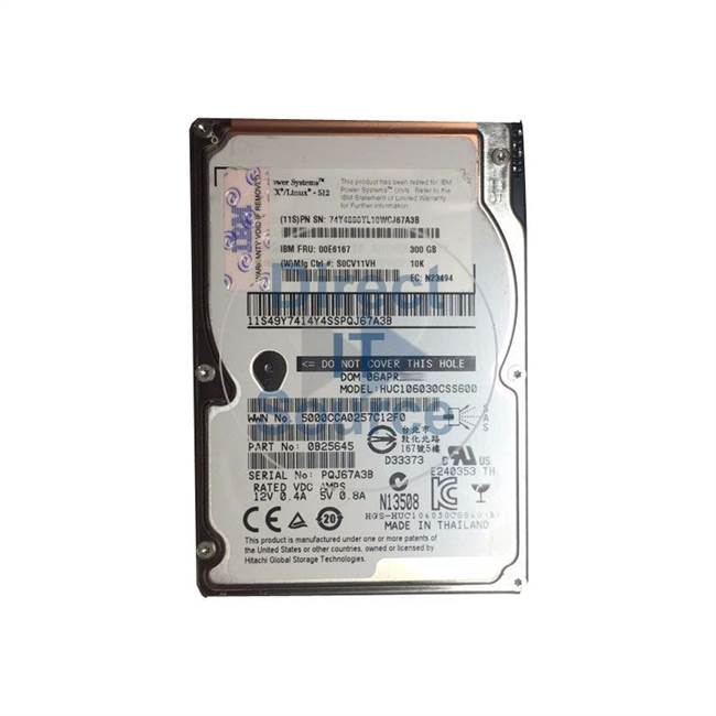 00E6167 IBM - 300GB 10K SAS 2.5" Cache Hard Drive