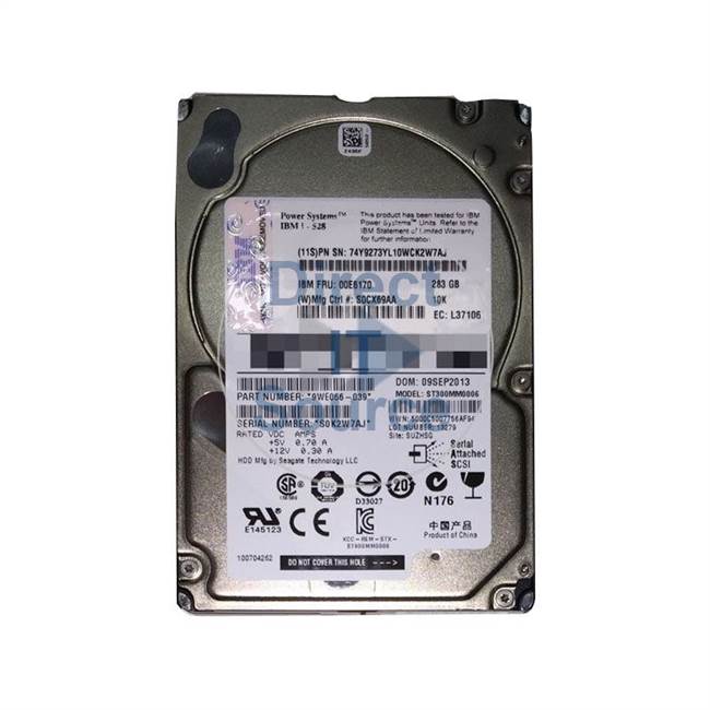 00E6170 IBM - 283GB 10K SAS 2.5" Cache Hard Drive