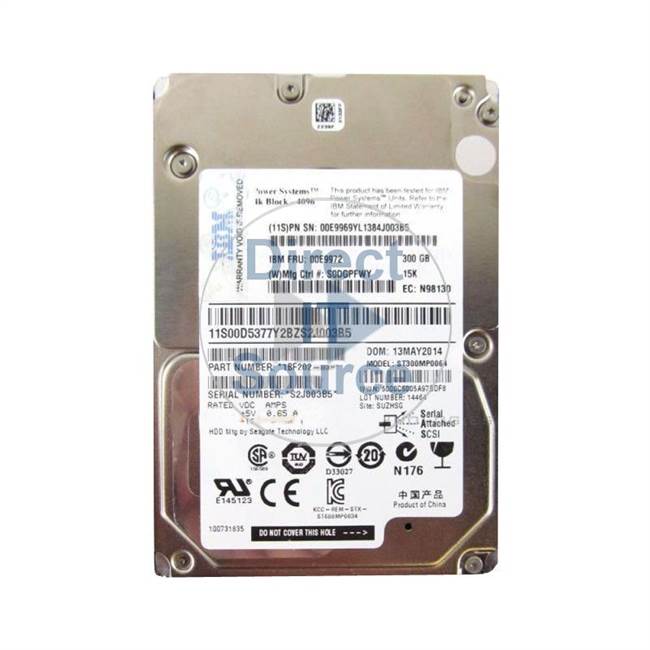 00E9969 IBM - 300GB 15K SAS 2.5" Cache Hard Drive