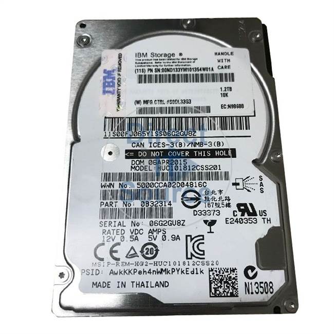 00FJ065 Hitachi - 1.2TB 10K SAS 2.5" Cache Hard Drive