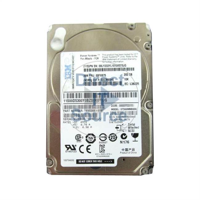 00FX875 IBM - 283GB 10K SAS 2.5" Cache Hard Drive