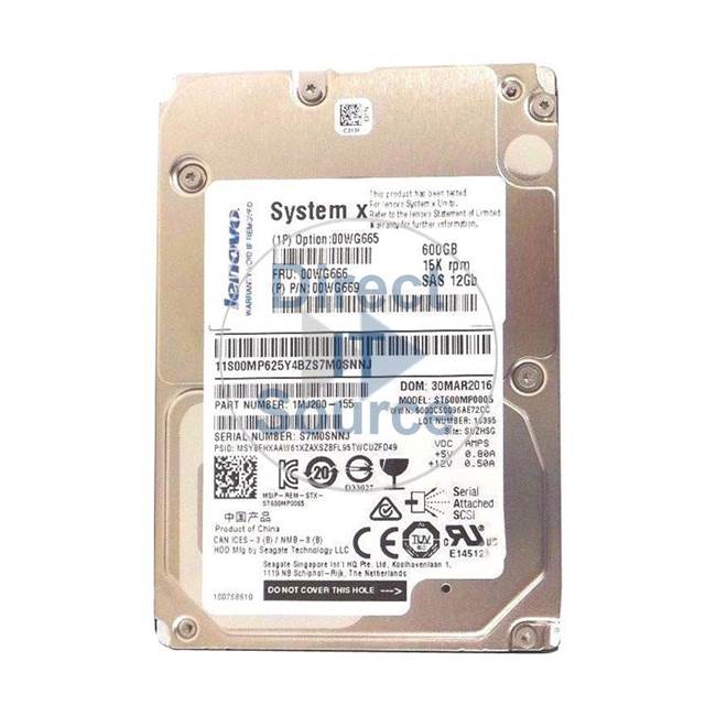 00WG666 IBM - 600GB 15K SAS 12Gbps 2.5" Cache Hard Drive