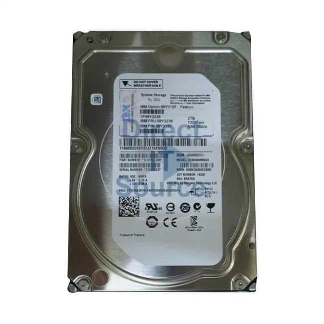 0986648-03 IBM - 2TB 7.2K SAS 3.5" Cache Hard Drive