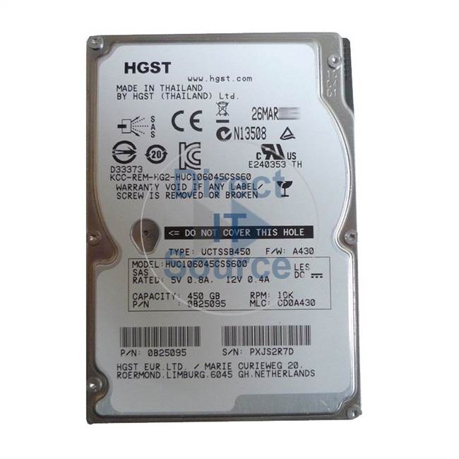 0B25095 Hitachi - 450GB 10K SAS 2.5" Cache Hard Drive