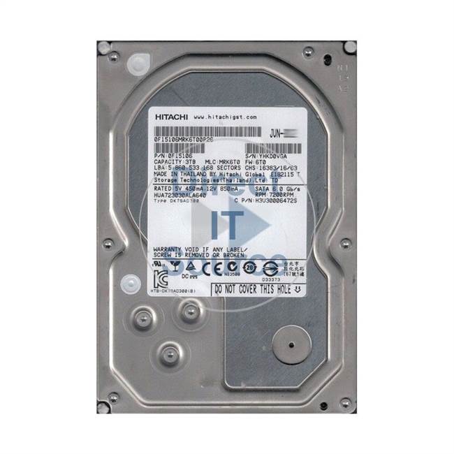 0F15106 Hitachi - 3TB 7.2K SATA 3.5" Cache Hard Drive