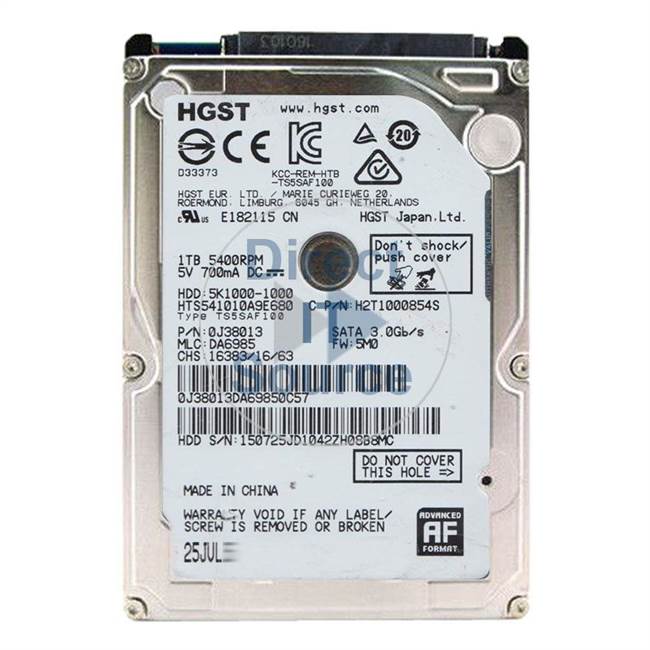 0J38013 Hitachi - 1TB 5.4K SATA 2.5" Cache Hard Drive