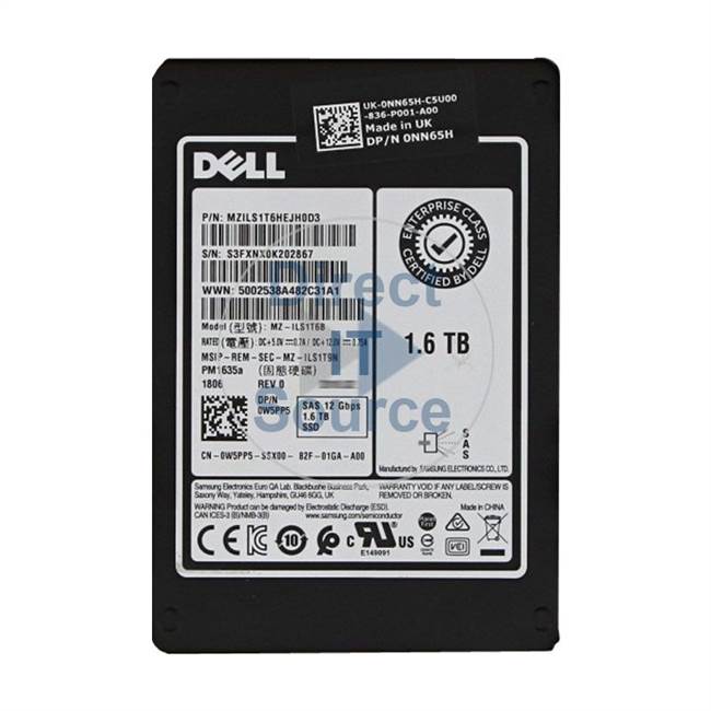 0W5PP5 Dell - 1.6TB SAS 12Gbps 2.5" Cache Hard Drive
