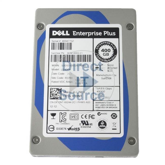 0X10NT Dell - 400GB SAS 6.0Gbps 2.5" Cache Hard Drive