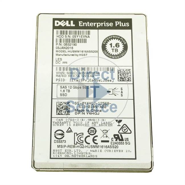 0Y4HGJ Dell - 1.6TB SAS 12Gbps 2.5" Cache Hard Drive