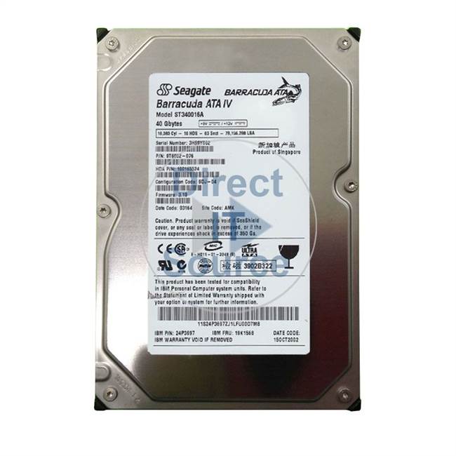 100165524 Seagate - 40GB 7.2K IDE 3.5" Cache Hard Drive