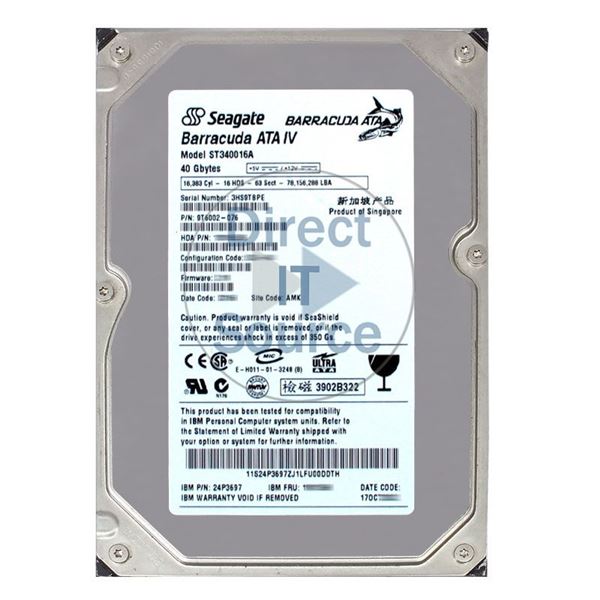 IBM 24P3697 - 40GB 7.2K IDE 3.5" 2MB Cache Hard Drive