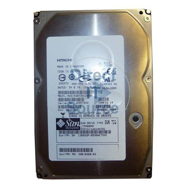 390-0360-03 Sun - 72GB 15K SCSI 3.5" Cache Hard Drive