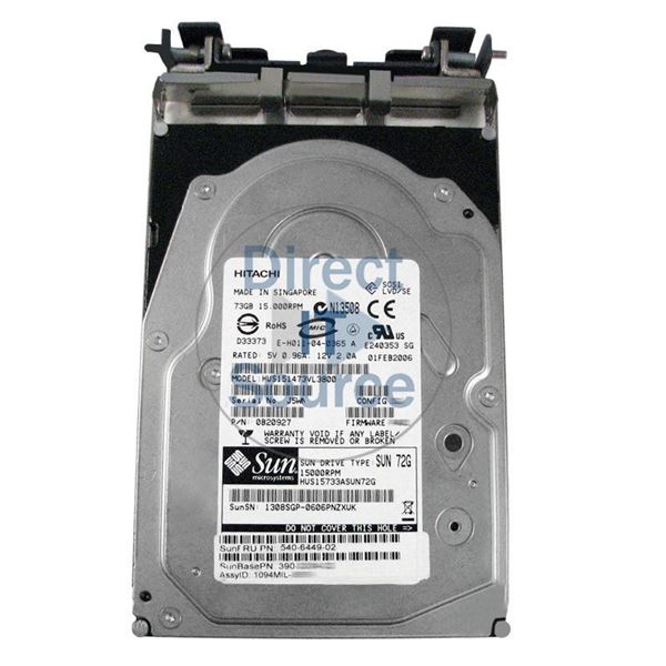 Sun 390-6449-02 - 73GB 15K SCSI 3.5" Hard Drive