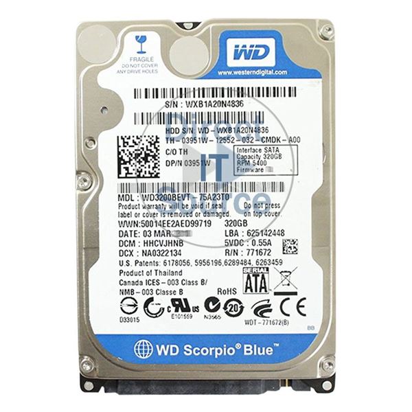 Dell 3951W - 320GB 5.4K SATA 2.5" Hard Drive