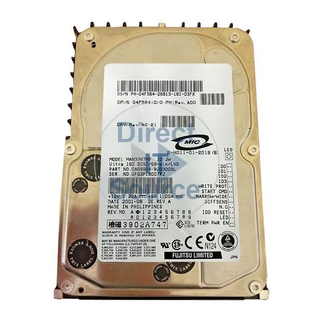 Dell 4F564 - 36GB 68-PIN Ultra-160 SCSI 3.5" Hard Drive