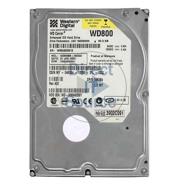 Dell 4K084 - 80GB 7.2K IDE 3.5" 8MB Cache Hard Drive