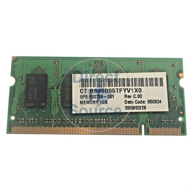 Dell 500758-001 - 1GB PC2-5300 SDRAM DDR2 SoDIMM Memory