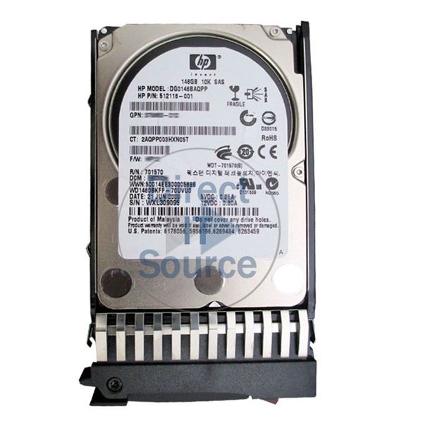 HP 512116-001 - 146GB 10K SAS 3.0Gbps 2.5" Hard Drive