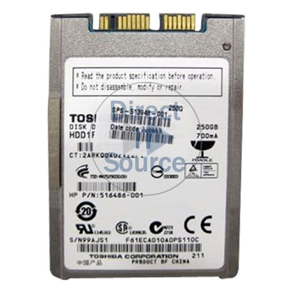 HP 513948-001 - 250GB 5.4K SATA 2.5" Hard Drive