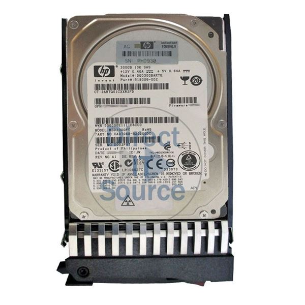 HP 518006-002 - 300GB 10K SAS 3.0Gbps 2.5" Hard Drive