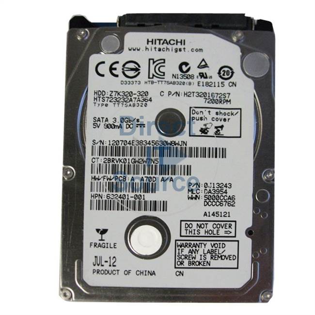 HP 632401-001 - 320GB 7200 RPM 2.5Inch SATA 3.0Gb/S Hard Drive