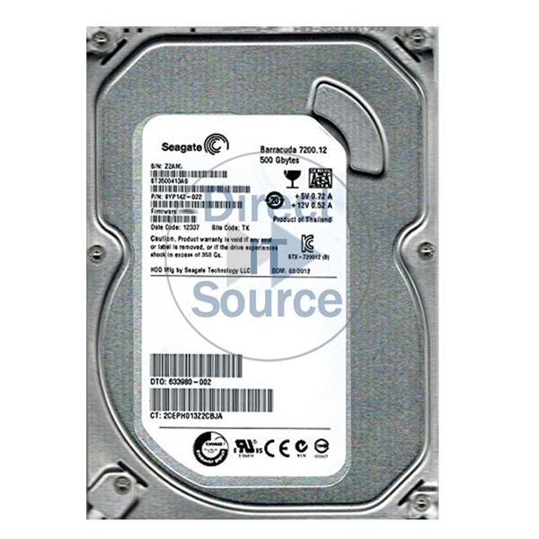 HP 633980-002 - 500GB 7.2K SATA 3.0Gbps 3.5" Hard Drive