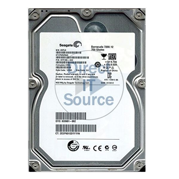 HP 633981-002 - 750GB 7.2K SATA 3.5" 32MB Cache Hard Drive