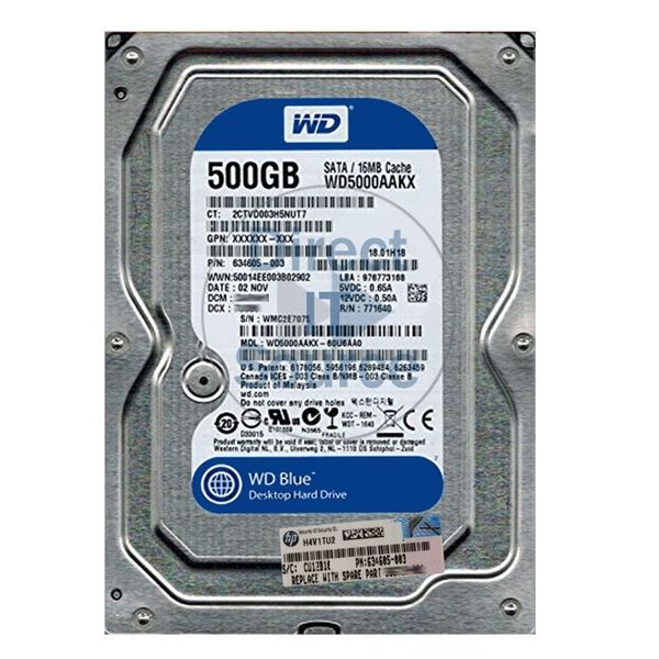 HP 634605-003 - 500GB 7.2K SATA 6.0Gbps 3.5" 16MB Cache Hard Drive