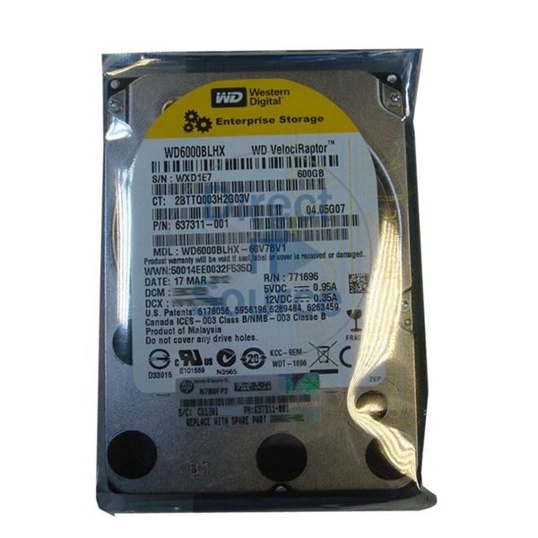 HP 637311-001 - 600GB 10K SATA 6.0Gbps 2.5" Hard Drive