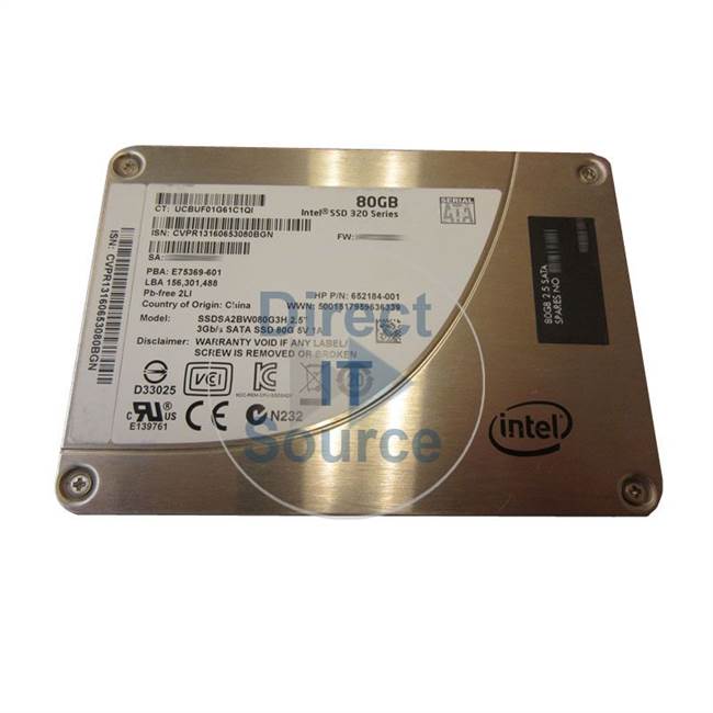 HP 652184-001 - 80GB SATA 3.0Gbps 2.5" SSD