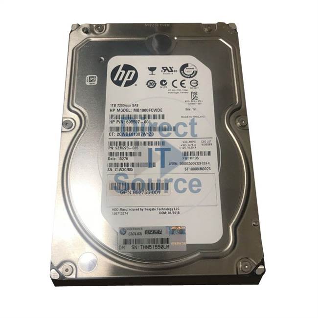 HP 652755-001 - 1TB 7200RPM 3.5Inch Dp SAS Hot Pluggable Hard Drive