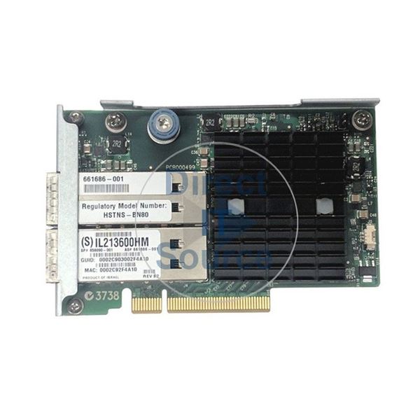 HP 656090-001 - 10/40GB PCI-E X8 Dual Port 544FLR-QSFP Infiniband Adapter