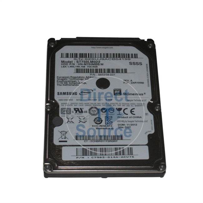 HP 665258-001 - 750GB 5.4K SATA 2.5" Hard Drive