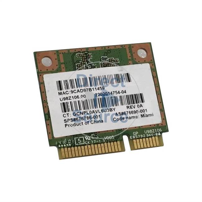 HP 676786-001 - 802.11ABGN Ar5B22 WLAN 2X2 WIFI Card