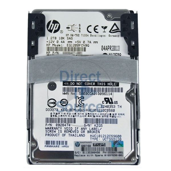 HP 697630-001 - 1.2TB 10K SAS 6.0Gbps 2.5" Hard Drive