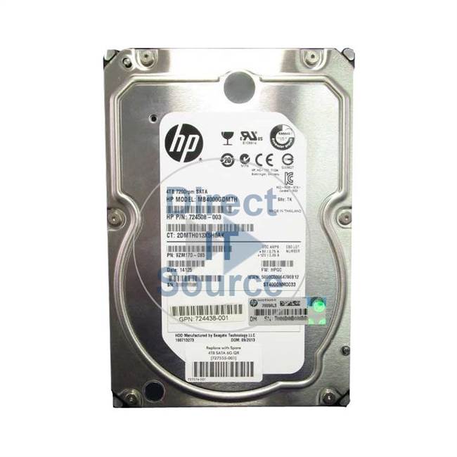 HP 724438-001 - 4TB 7.2K SATA 3.5Inch Cache Hard Drive