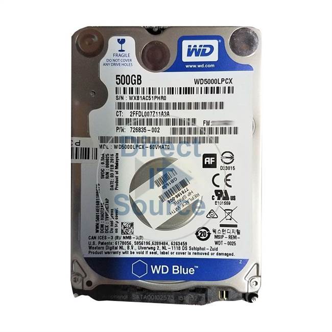 HP 726835-002 - 500GB 5.4K SATA 2.5Inch Cache Hard Drive