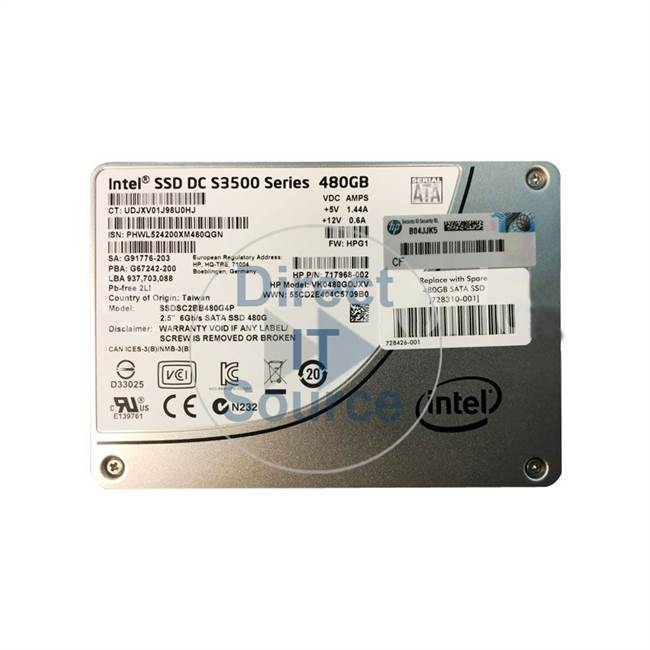 HP 728426-001 - 480GB SATA 2.5" SSD