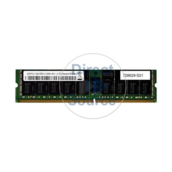 HP 728629-S21 - 32GB DDR4 PC4-17000 ECC Registered 288-Pins Memory