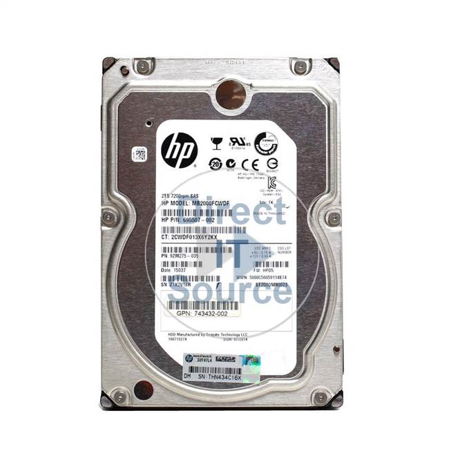 HP 743432-002 - 2TB 7.2K SAS 3.5" Hard Drive
