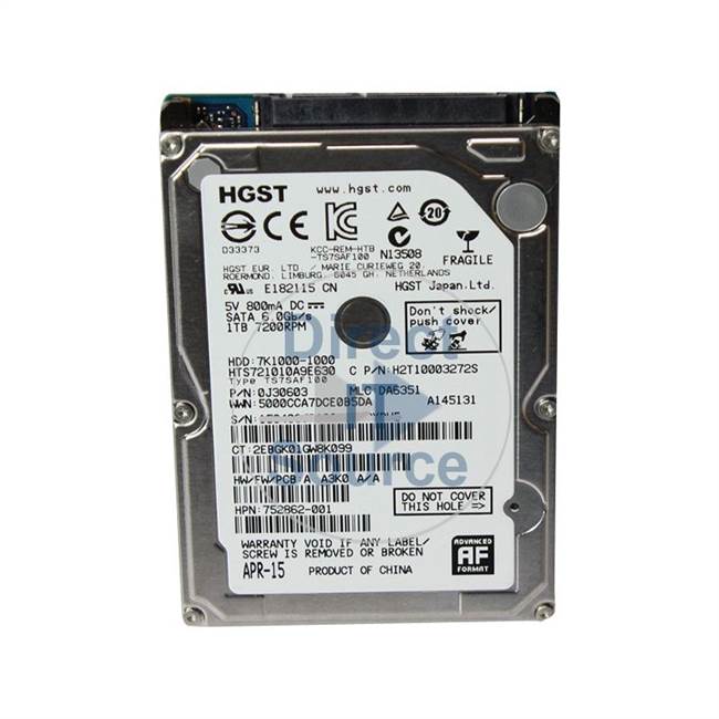 HP 752862-001 - 1TB 7.2K SATA 2.5" Hard Drive