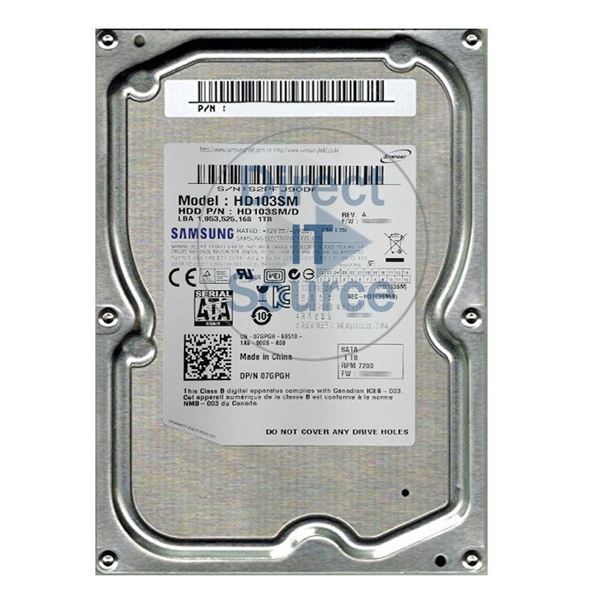 Dell 7GPGH - 1TB 7.2K SATA 6.0Gbps 3.5" 32MB Cache Hard Drive