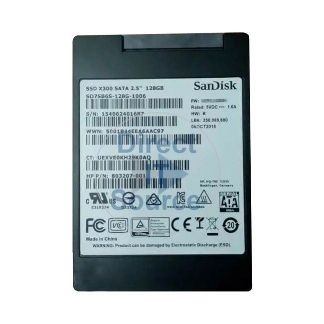 HP 803207-001 - 128GB SATA 2.5" SSD
