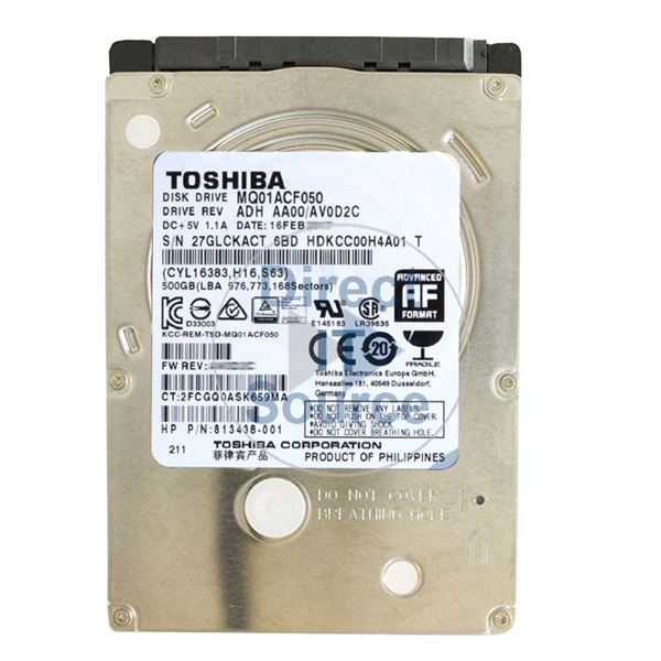 HP 813438-001 - 500GB 7.2K SATA 2.5" 16MB Cache Hard Drive